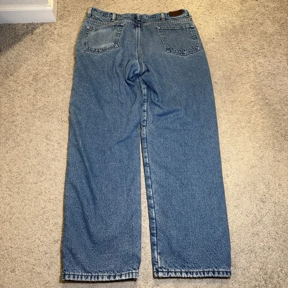 LL L.L. Bean Mens Double L Blue Jeans Fleece Lined 100% Cotton 36W 32L - Picture 2 of 12
